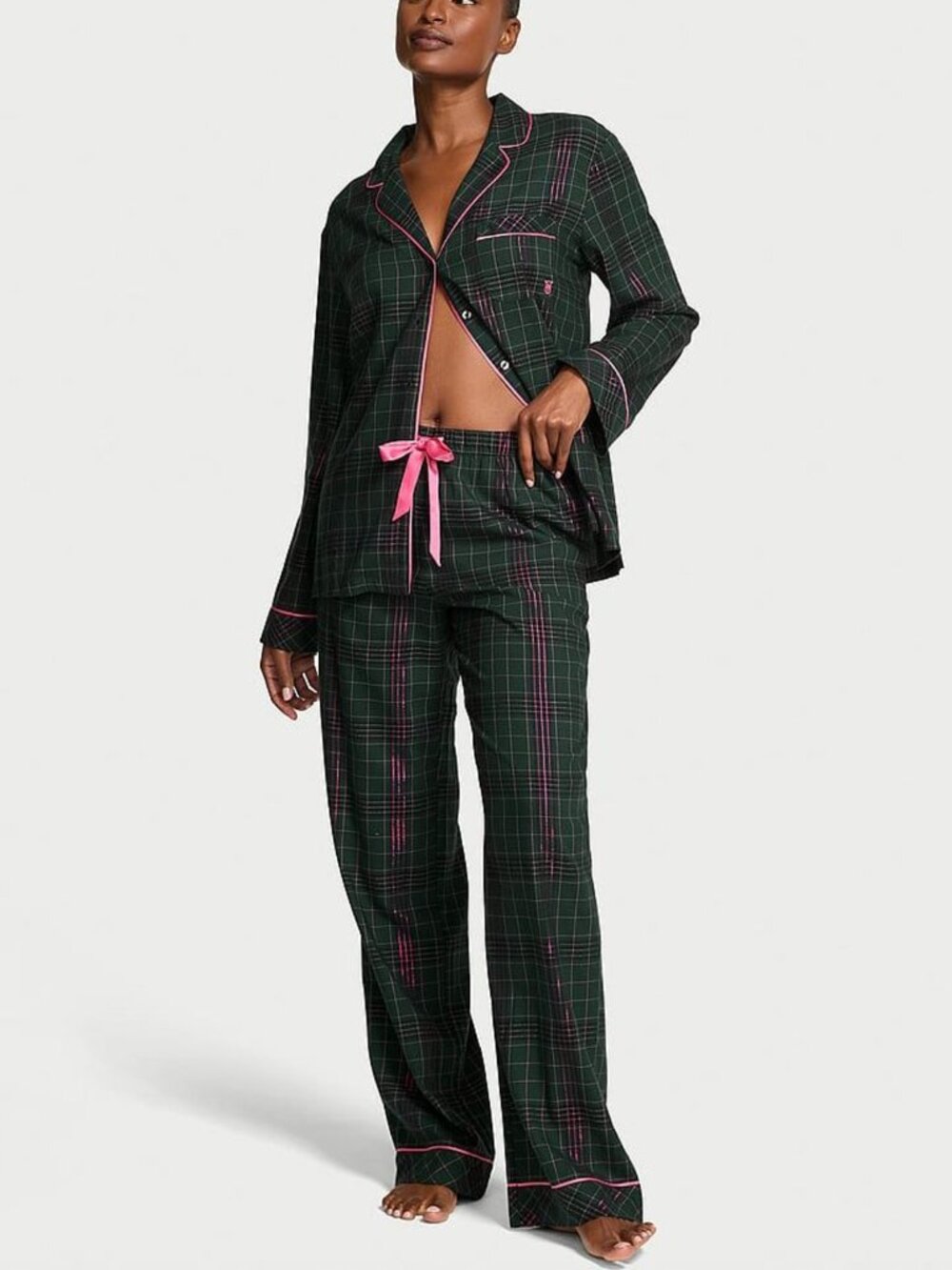 Victoria's Secret Plaid Pajama Set Green Pink in size Small Short